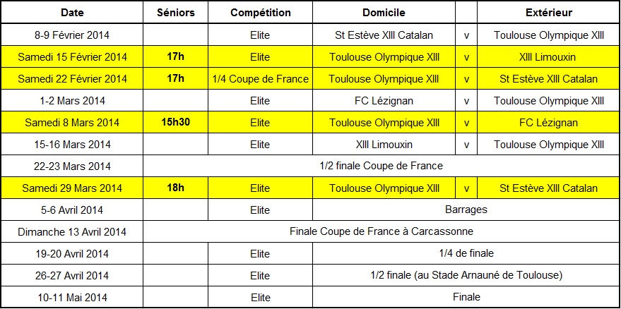 Calendrier TO 2ème phase