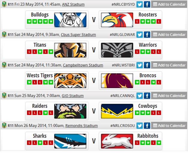 20140523 - Programme round 11 NRL