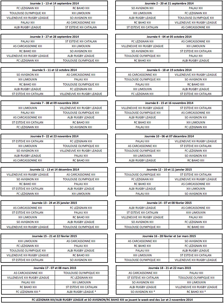 20140716 - Calendrier Juniors Elite