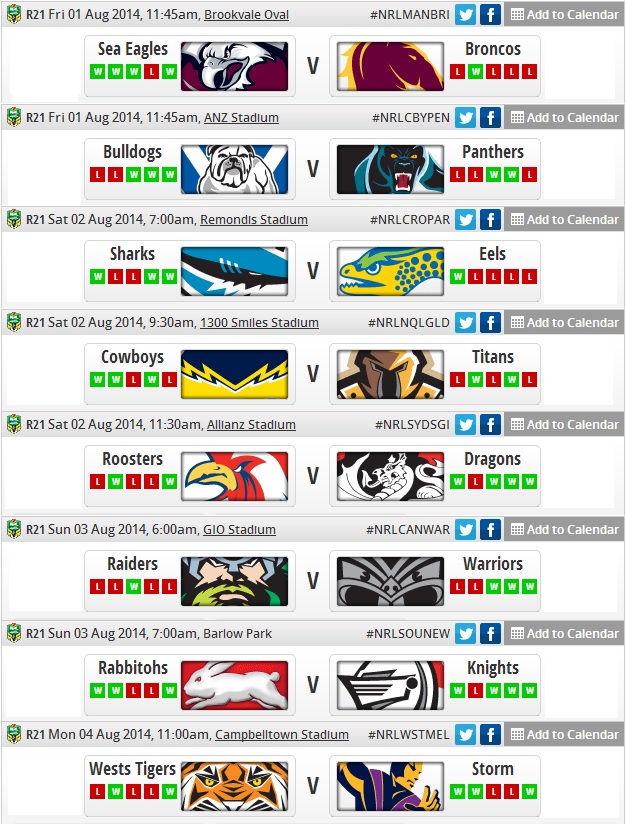 20140801 - Programme round 21 NRL