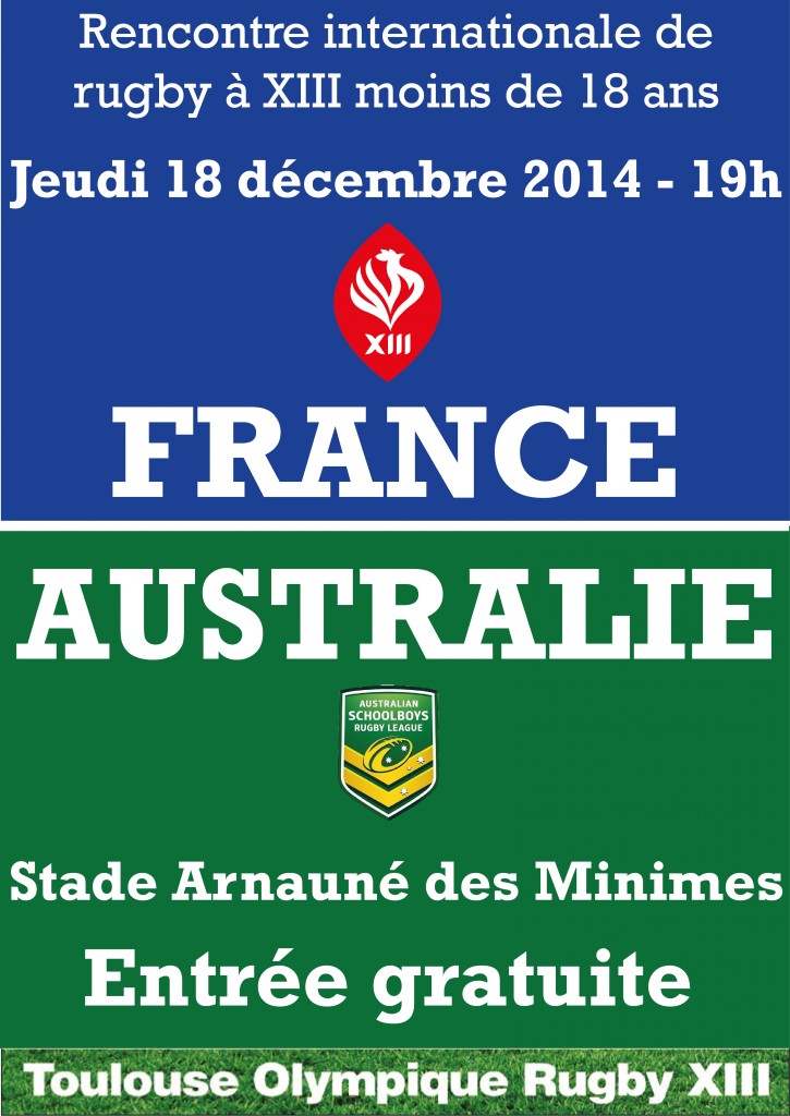 Affiche France U18 vs Australian SchoolBoys RVB