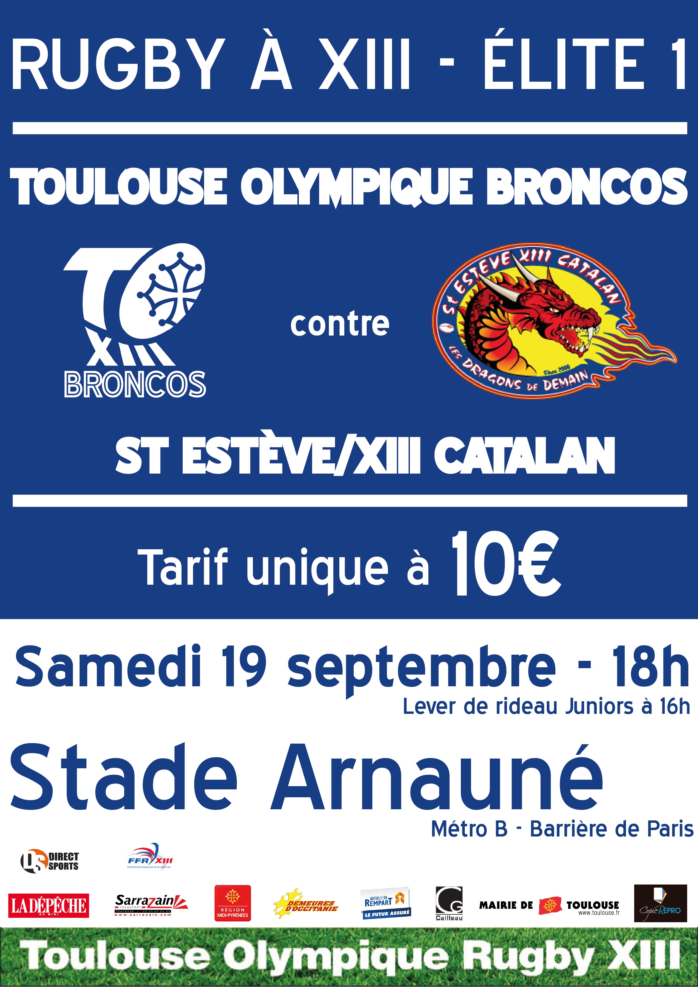 Affiche TO Broncos - St EstèveXIII Catalan 19.09.2015 WEB