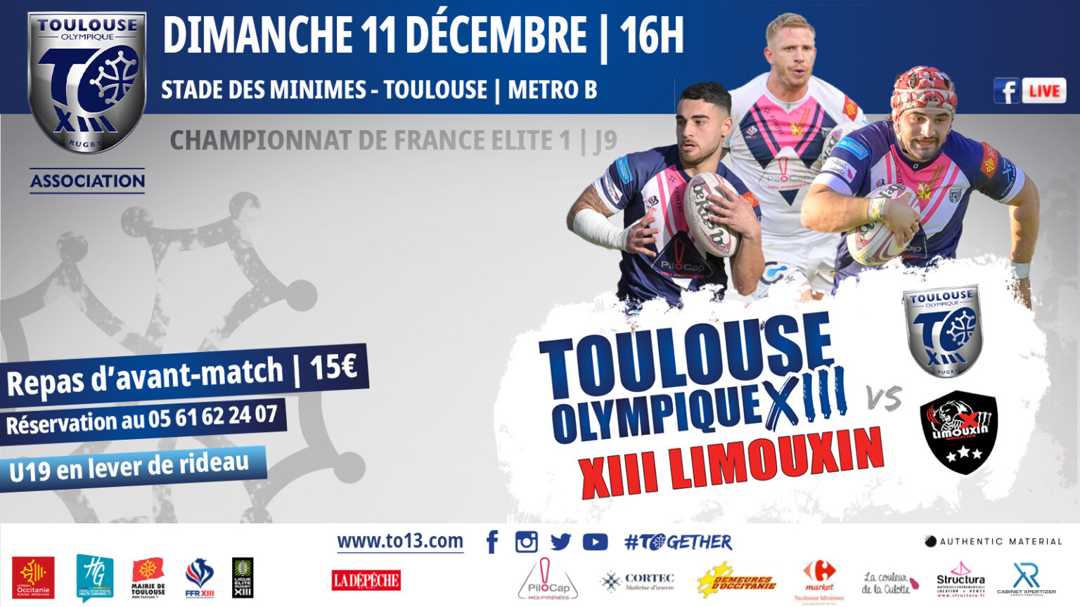 TO XIII ELITE 1 - XIII LIMOUXIN - Dimanche 11 décembre à 16h00 ...