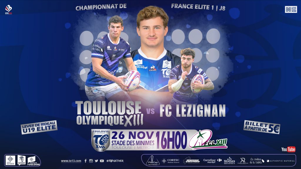 TO XIII ELITE 1 - FC LEZIGNAN | Dimanche 26 novembre à 16h00 - Toulouse ...