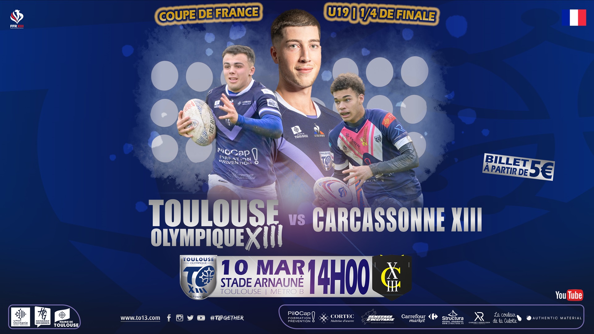 U19 - Le TO reçoit Carcassonne en Coupe de France - Dimanche 10 mars à ...