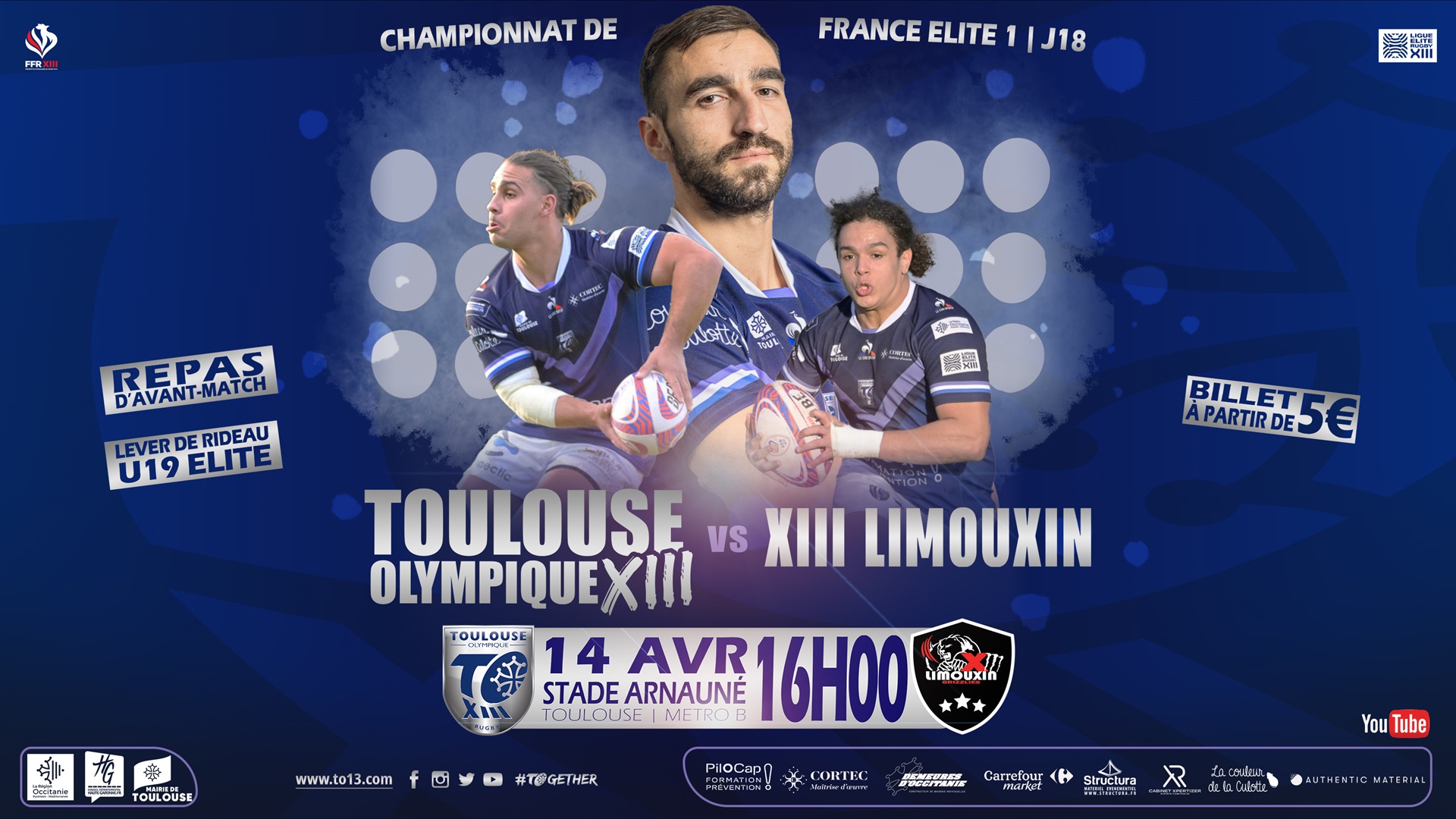 TO XIII Elite 1 - XIII Limouxin | Dimanche 14 avril à 16h00 - Toulouse ...