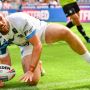 Picture by Will Palmer/SWpix.com - 09/07/2022 - Rugby League - Betfred Super League Magic Weekend - Wakefield Trinity v Toulouse Olympique - St. James' Park, Newcastle, England - Joe Bretherton of Toulouse Olympique celebrates scoring his sides first try against Wakefield Trinity